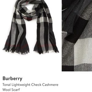 Burberry charcoal tonal lightweight wool scarf